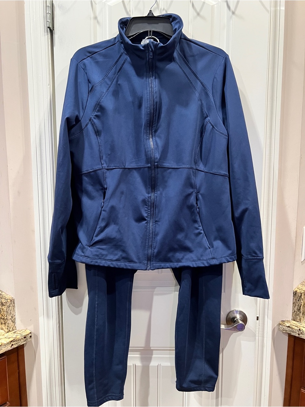 Members Mark Navy Blue Full-Zip Track Jacket XL and Leggings Set Sz XXL